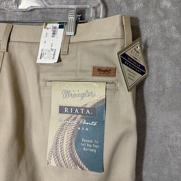 NWT Wrangler Riata 38x30 (Inseam 30.5) Flat Front Pants Pleated Relaxed Khaki - Picture 4 of 11